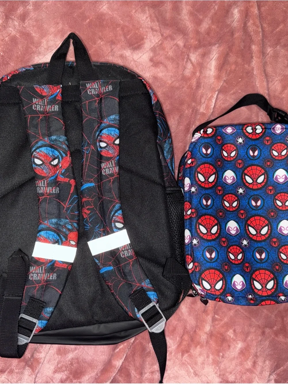 Spiderman Kids Blue and Red Backpack with Matching Lunch Bag